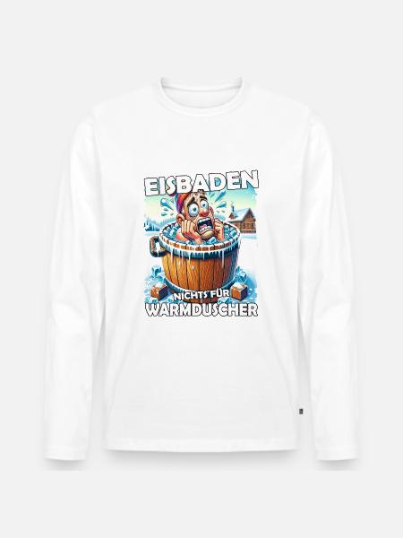 Eisbaden Winterbaden Lustig - Männer Premium Bio Langarmshirt - Weiß