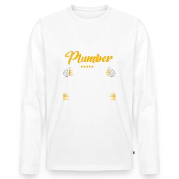 Plumber Freakin Awesome Funny Job - Men's Premium Organic Long Sleeve Shirt - white - Front - Nico (187cm)