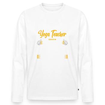 Yoga teacher Freakin Awesome Funny Job - Men's Premium Organic Long Sleeve Shirt - white - Front - Nico (187cm)