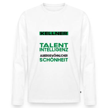 Kellner Bescheiden - Lustiger Spruch - Männer Premium Bio Langarmshirt - Weiß - Vorne - Nico (187cm)