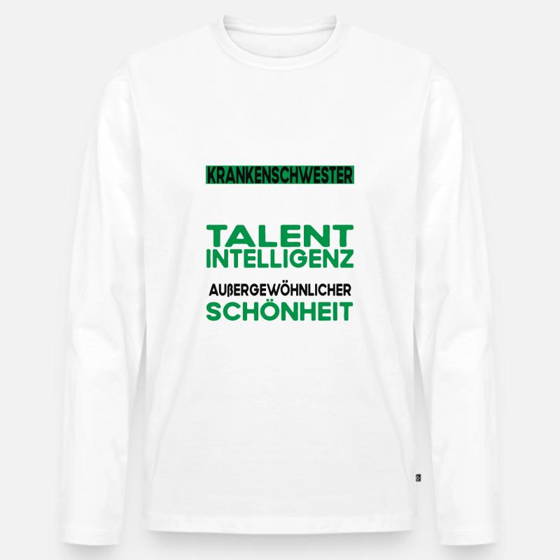 Krankenschwester Bescheiden - Lustiger Spruch - Männer Premium Bio Langarmshirt - Weiß