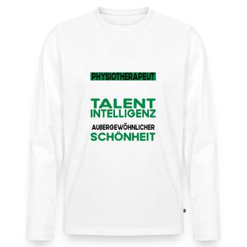 Physiotherapeut Bescheiden - Lustiger Spruch - Männer Premium Bio Langarmshirt - Weiß - Vorne - Nico (187cm)
