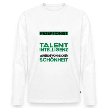 Rezeptionist Bescheiden - Lustiger Spruch - Männer Premium Bio Langarmshirt - Weiß - Vorne - Nico (187cm)