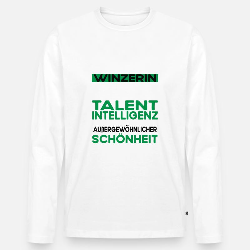 Winzerin Bescheiden - Lustiger Spruch - Männer Premium Bio Langarmshirt - Weiß