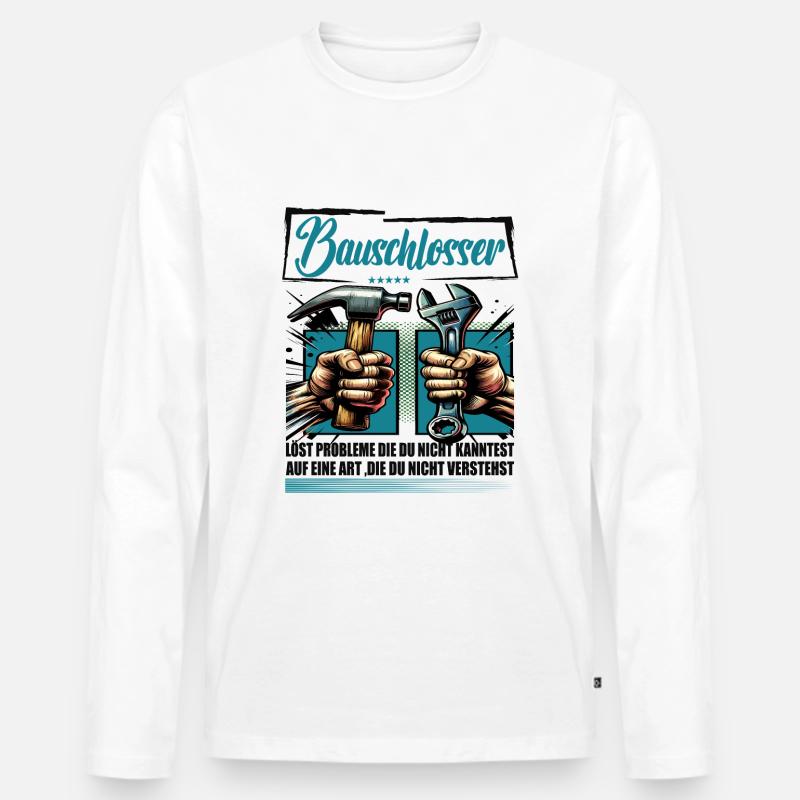 Bauschlosser Beruf mit lustigen Spruch - Männer Premium Bio Langarmshirt - Weiß