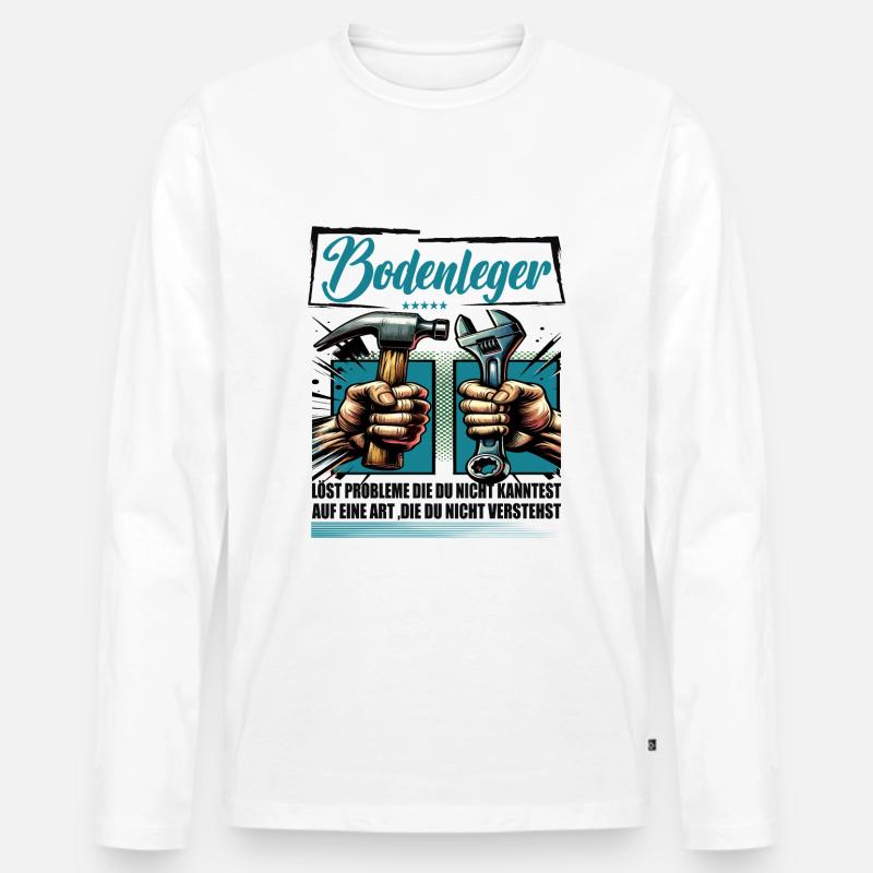 Bodenleger Beruf mit lustigen Spruch - Männer Premium Bio Langarmshirt - Weiß