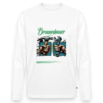 Brunnenbauer Beruf mit lustigen Spruch - Männer Premium Bio Langarmshirt - Weiß - Vorne - Nico (187cm)