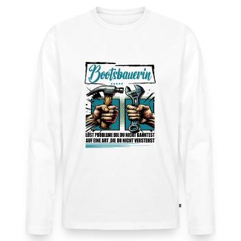 Bootsbauerin Beruf mit lustigen Spruch - Männer Premium Bio Langarmshirt - Weiß - Vorne - Nico (187cm)
