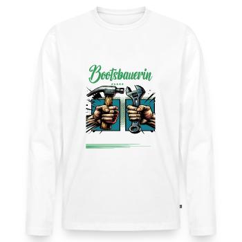 Bootsbauerin Beruf mit lustigen Spruch - Männer Premium Bio Langarmshirt - Weiß - Vorne - Nico (187cm)