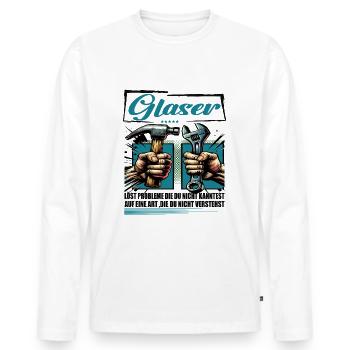 Glaser Beruf mit lustigen Spruch - Männer Premium Bio Langarmshirt - Weiß - Vorne - Nico (187cm)