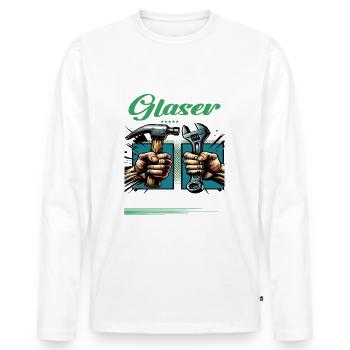 Glaser Beruf mit lustigen Spruch - Männer Premium Bio Langarmshirt - Weiß - Vorne - Nico (187cm)