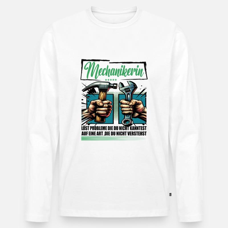 Mechanikerin Beruf mit lustigen Spruch - Männer Premium Bio Langarmshirt - Weiß
