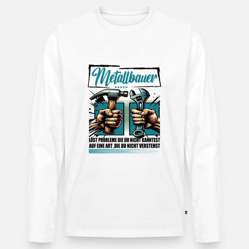 Metallbauer Beruf mit lustigen Spruch - Männer Premium Bio Langarmshirt - Weiß