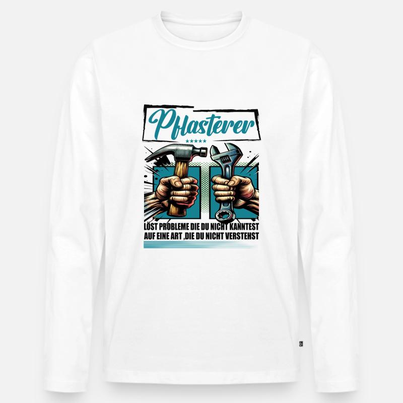 Pflasterer Beruf mit lustigen Spruch - Männer Premium Bio Langarmshirt - Weiß