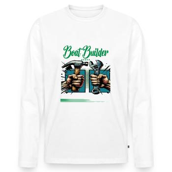 Boat builder Profession Saying Worker - Men's Premium Organic Long Sleeve Shirt - white - Front - Nico (187cm)