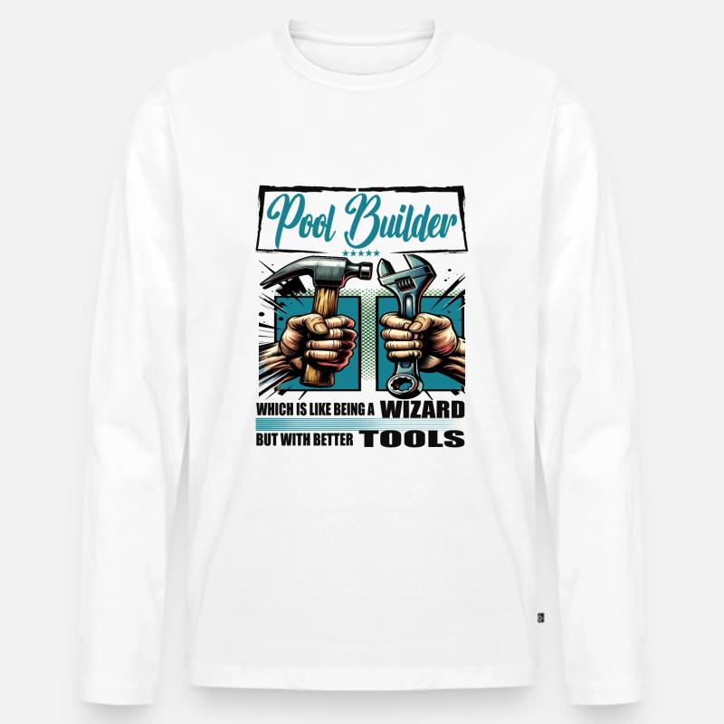 Pool builder Beruf Spruch Arbeiter - Männer Premium Bio Langarmshirt - Weiß