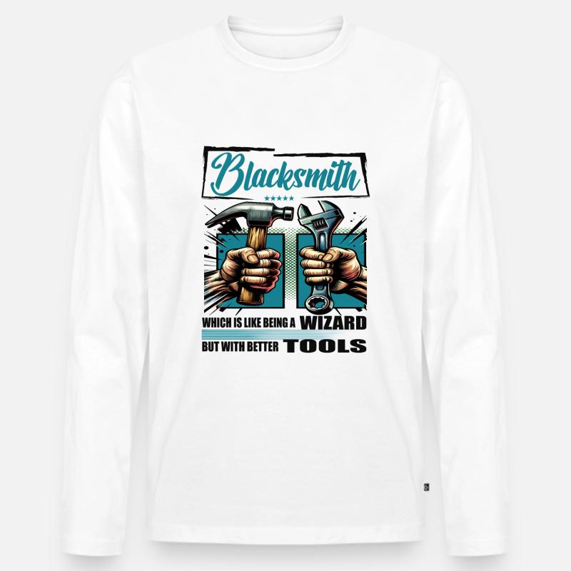 Blacksmith Beruf Spruch Arbeiter - Männer Premium Bio Langarmshirt - Weiß