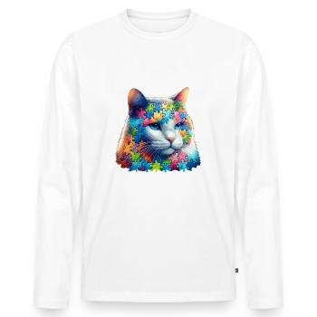 Autism Awareness puzzles piece - Men's Premium Organic Long Sleeve Shirt - white - Front - Nico (187cm)