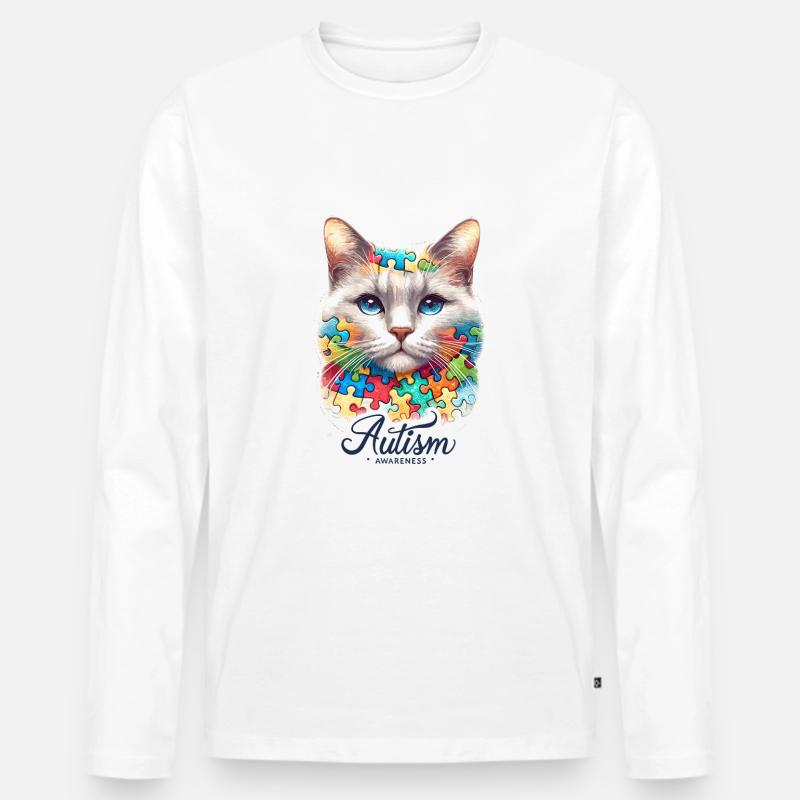 Autism Awareness puzzles piece - Männer Premium Bio Langarmshirt - Weiß