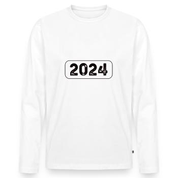 Retired Plumber 2024 - Men's Premium Organic Long Sleeve Shirt - white - Front - Nico (187cm)