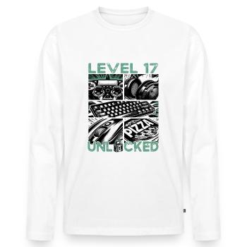 Geburtstag Level 17 freigeschaltet Gaming & Zocker - Männer Premium Bio Langarmshirt - Weiß - Vorne - Nico (187cm)