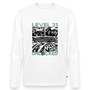 Birthday Level 31 Unlocked Gaming & Gamblers - Men's Premium Organic Long Sleeve Shirt - white - Front - Nico (187cm)