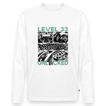 Birthday Level 33 Unlocked Gaming & Gaming - Men's Premium Organic Long Sleeve Shirt - white - Front - Nico (187cm)