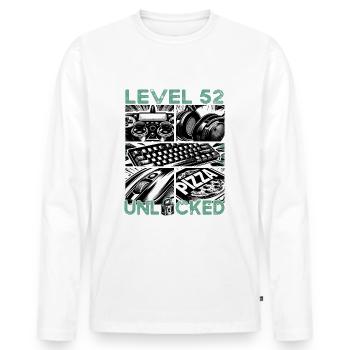 Birthday Level 52 Unlocked Gaming & Gamer - Men's Premium Organic Long Sleeve Shirt - white - Front - Nico (187cm)