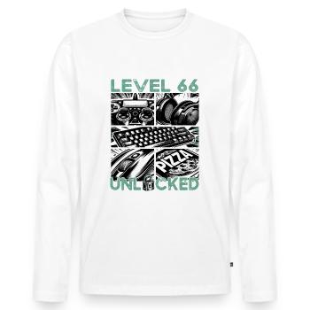 Birthday Level 66 Unlocked Gaming & Gamer - Men's Premium Organic Long Sleeve Shirt - white - Front - Nico (187cm)