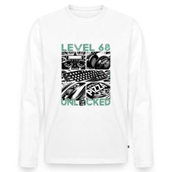 Niveau d’anniversaire 68 Débloqué Jeux et joueurs - T-shirt manches longues Premium bio Homme - blanc - Devant - Nico (187cm)