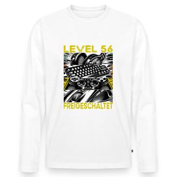 Birthday Level 56 Unlocked Gaming & Gaming - Men's Premium Organic Long Sleeve Shirt - white - Front - Nico (187cm)