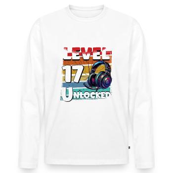 Gaming Geburtstag Level 17 freigeschaltet Zocker - Männer Premium Bio Langarmshirt - Weiß - Vorne - Nico (187cm)