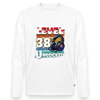 Gaming Birthday Niveau 38 Joueur débloqué - T-shirt manches longues Premium bio Homme - blanc - Devant - Nico (187cm)