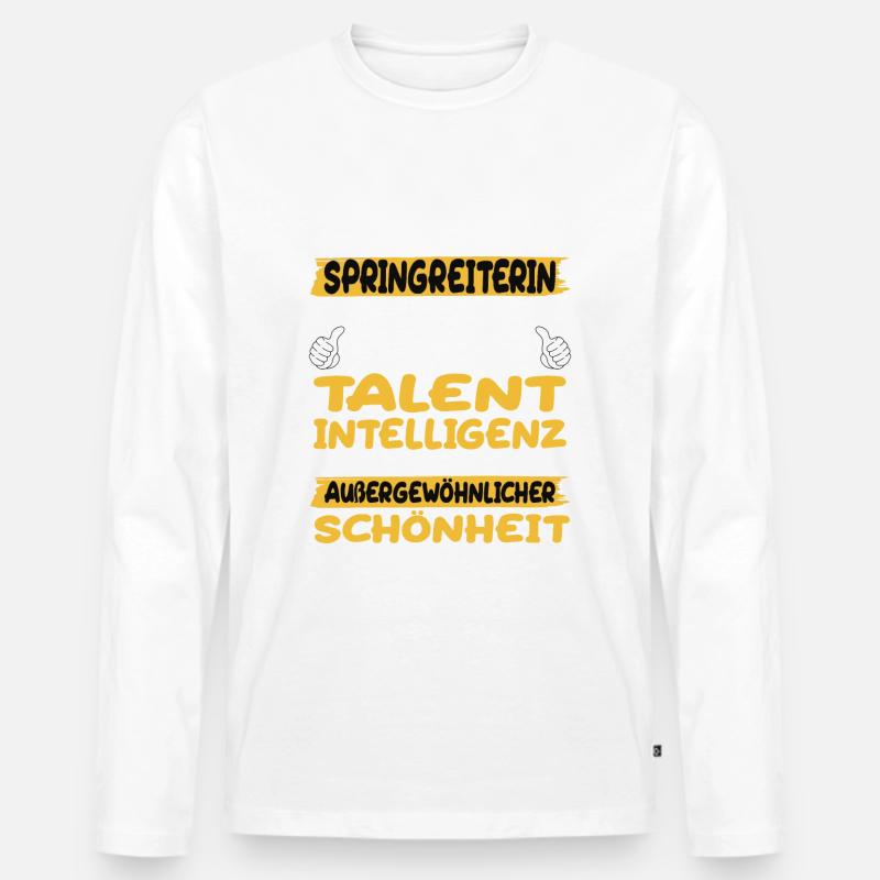 Springreiterin ein Paradebeispiel Springreiten - Männer Premium Bio Langarmshirt - Weiß
