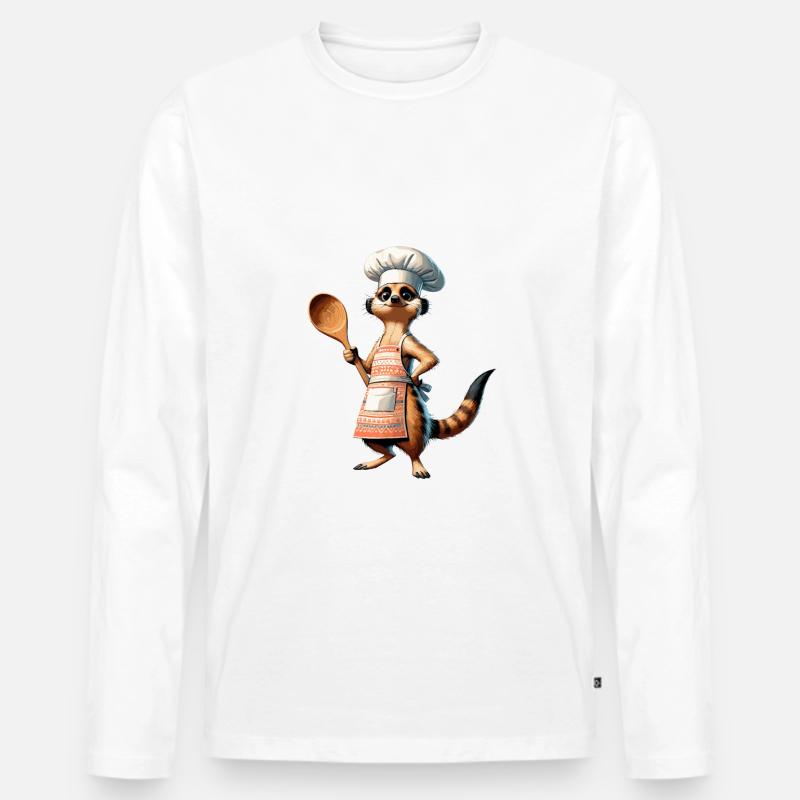 Erdmännchen - Herdmännchen kochen Hobbykoch Koch - Männer Premium Bio Langarmshirt - Weiß
