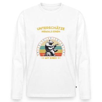 Ne sous-estimez jamais le vieil homme avec une guitare - T-shirt manches longues Premium bio Homme - blanc - Devant - Nico (187cm)