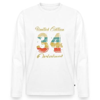 90 Anniversaire Vintage 1934 Edition Limitée - T-shirt manches longues Premium bio Homme - blanc - Devant - Nico (187cm)