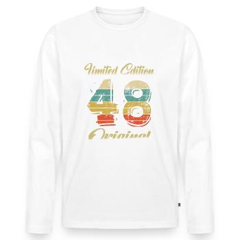 76 ans anniversaire vintage 1948 édition limitée - T-shirt manches longues Premium bio Homme - blanc - Devant - Nico (187cm)