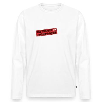87 Jahre Geburtstag Testsieger Jahrgang 1937 - Männer Premium Bio Langarmshirt - Weiß - Vorne - Nico (187cm)