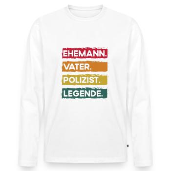 Husband Father Policeman Legend Father's Day - Men's Premium Organic Long Sleeve Shirt - white - Front - Nico (187cm)