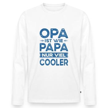 Grandpa is like dad, only much cooler, grandfather, grandson - Men's Premium Organic Long Sleeve Shirt - white - Front - Nico (187cm)