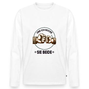 Opa & Papa 2 Titel und Ich rocke sie beide - Männer Premium Bio Langarmshirt - Weiß - Vorne - Nico (187cm)
