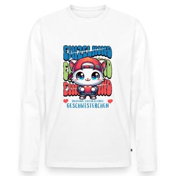 Enfant unique, je vais être une sœur fière - T-shirt manches longues Premium bio Homme - blanc - Devant - Nico (187cm)