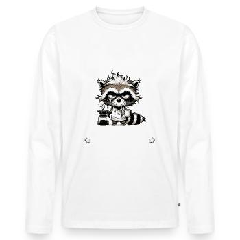 Morgenmuffel Kaffee Anti Frühaufsteher racoon - Männer Premium Bio Langarmshirt - Weiß - Vorne - Nico (187cm)