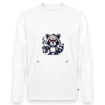 Morgenmuffel Kaffee Anti Frühaufsteher racoon - Männer Premium Bio Langarmshirt - Weiß - Vorne - Nico (187cm)