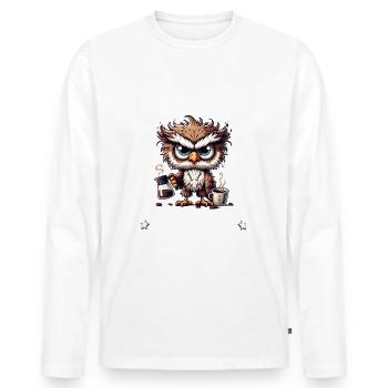 Morgenmuffel Gib mir Kaffee lustiges Eule - Männer Premium Bio Langarmshirt - Weiß - Vorne - Nico (187cm)