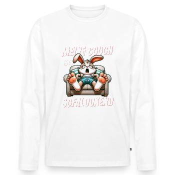 Funny bunny to sleep & chill - Men's Premium Organic Long Sleeve Shirt - white - Front - Nico (187cm)