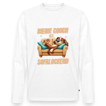 Funny dog to sleep & chill - Men's Premium Organic Long Sleeve Shirt - white - Front - Nico (187cm)