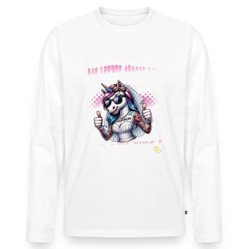 JGA Braut Junggesellinnenabschied Poltern Frauen - Männer Premium Bio Langarmshirt - Weiß - Vorne - Nico (187cm)