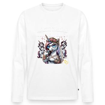 JGA Braut Junggesellinnenabschied Poltern Frauen - Männer Premium Bio Langarmshirt - Weiß - Vorne - Nico (187cm)